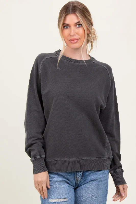 Black French Terry Vintage Wash Pullover Adventure Adventure