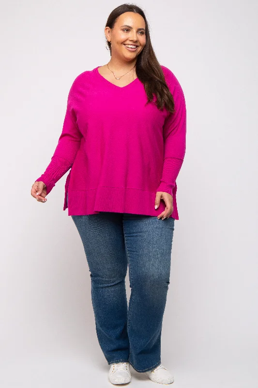 Fuchsia Knit Long Dolman Sleeve Plus Top Refined Women's Velvet Refined Women's Velvet Fuchsia Knit Long Dolman Sleeve Plus Top Refined Women's Velvet Refined Women's Velvet