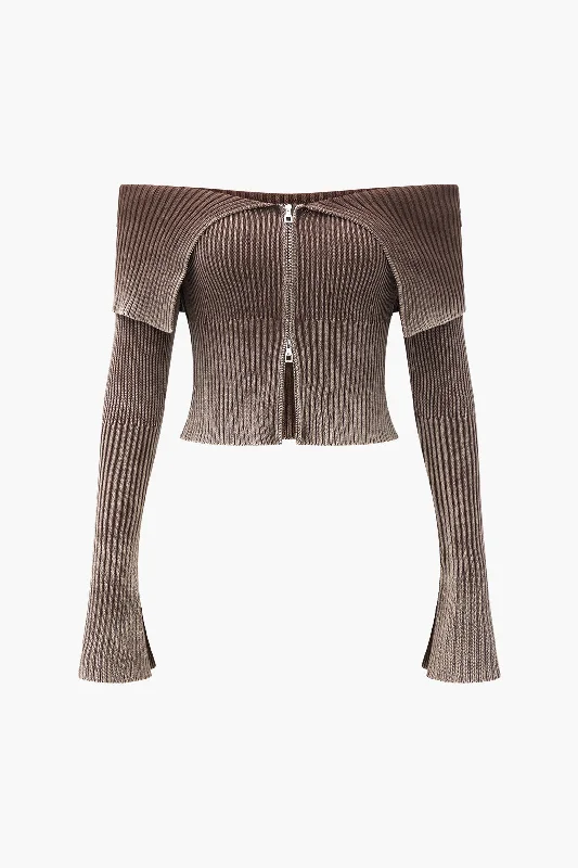 Knit Bell Sleeves Zipper Long-Sleeve Top Casual Women's Japanese Casual Women's Japanese Knit Bell Sleeves Zipper Long-Sleeve Top Casual Women's Japanese Casual Women's Japanese
