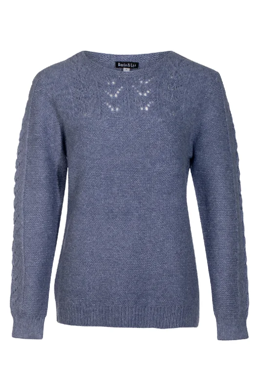 Fancy stitch Jersey | INDIGO | 6966ZZ Sleek Women's Metallic Sleek Women's Metallic