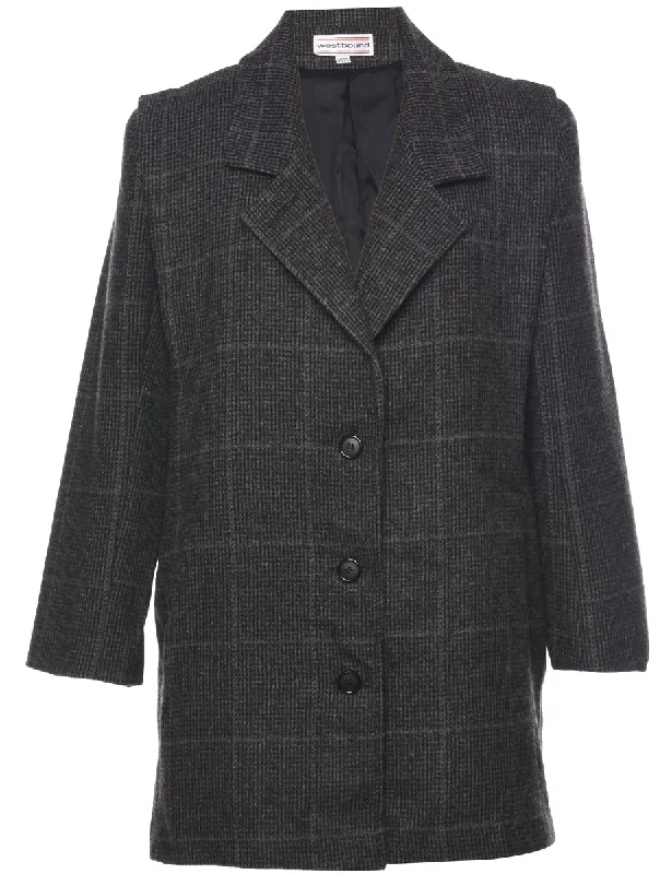 Checked Wool Coat - L Sporty Women's Athleisure  Sporty Women's Athleisure 