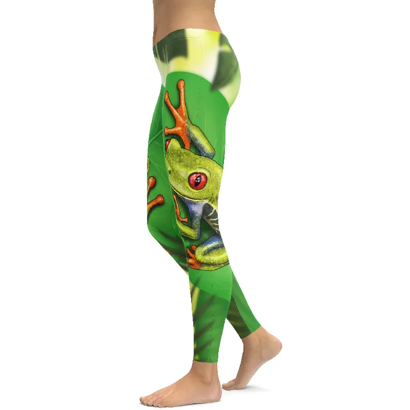 Green Tree Frog Leggings Rugged Women's Outdoor  Rugged Women's Outdoor 