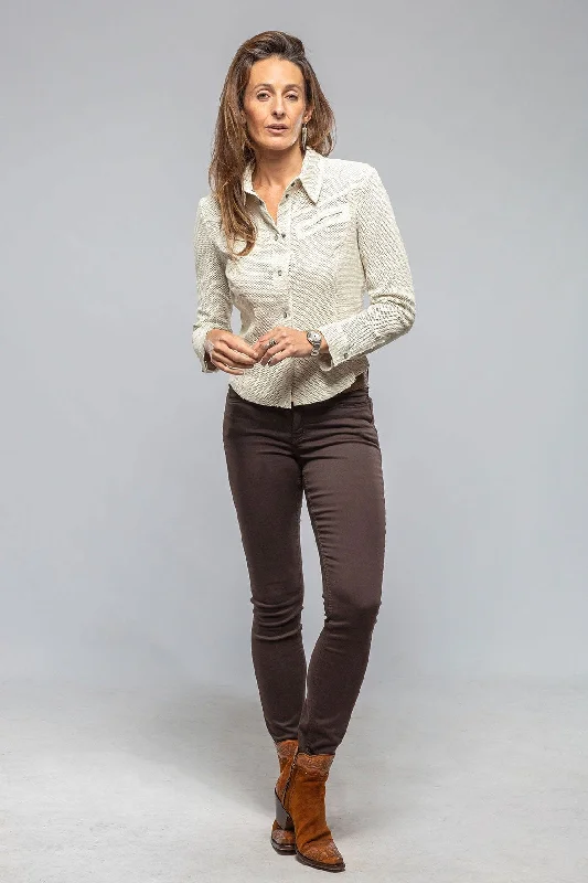 Pasadena Perforated Leather Shirt In Cream Relaxed Women's  Relaxed Women's 
