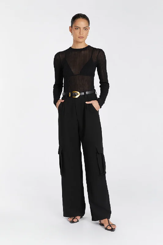 HARPER BLACK LONG SLEEVE KNIT TOP Sustainable Organic Sustainable Organic