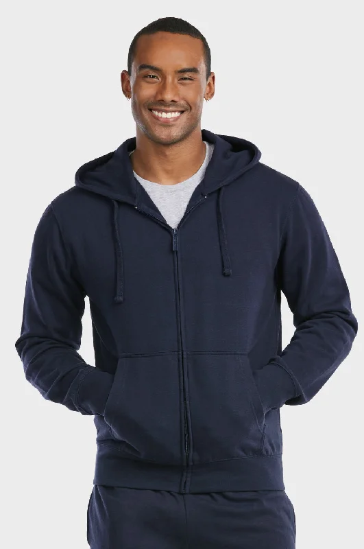 ET TU MEN'S LIGHTWEIGHT FLEECE ZIPPER HOODIE (HD2020E_NAVY) Youthful Women's Pop Youthful Women's Pop