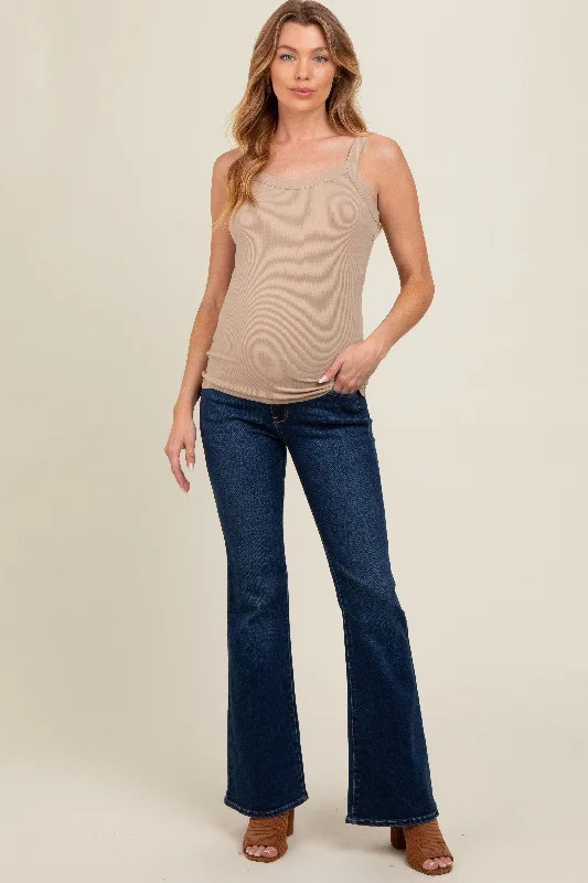 Navy Blue Flare Leg Maternity Jeans Dapper Women's 1920S Dapper Women's 1920S