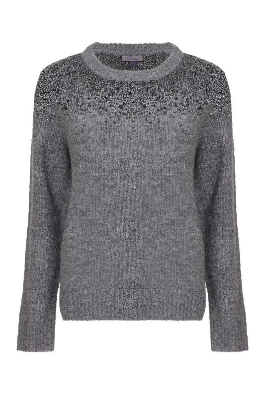 Crew Neck Jersey with Lurex thread | Charcoal/Platinum | 6968ZR Bohemian Women's Free Bohemian Women's Free Crew Neck Jersey with Lurex thread | Charcoal/Platinum | 6968ZR Bohemian Women's Free Bohemian Women's Free