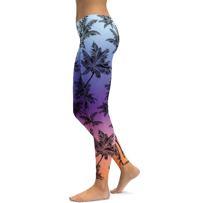 Tropical Palm Trees Leggings Adventure Adventure