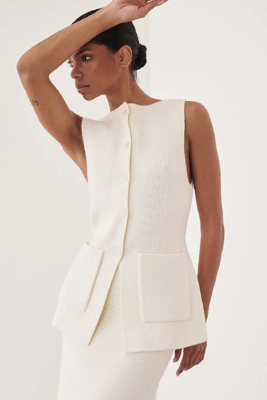 AVA CREAM LONGINE KNIT VEST  performance performance