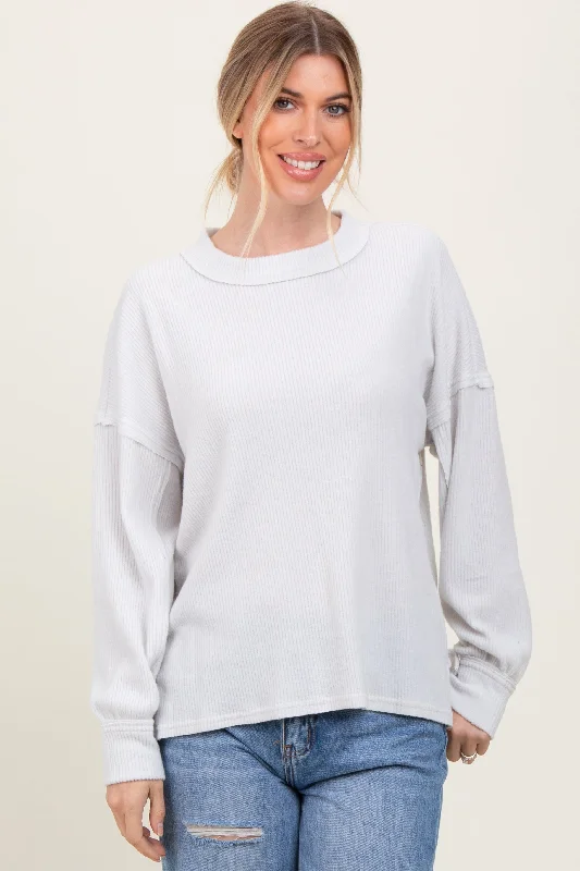 Ivory Brushed Ribbed Knit Pullover Youthful Women's Anime - inspired Youthful Women's Anime - inspired Ivory Brushed Ribbed Knit Pullover Youthful Women's Anime - inspired Youthful Women's Anime - inspired