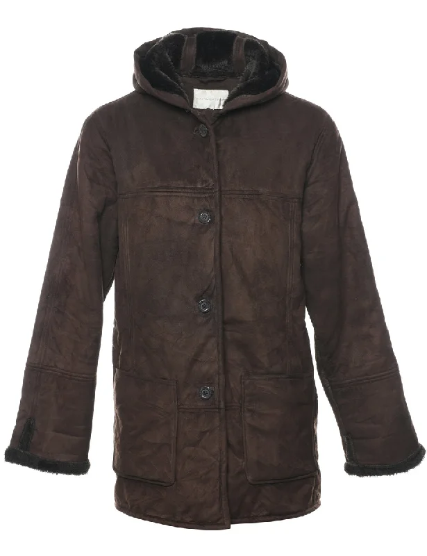 Hooded Dark Brown Coat - M Adventure Adventure