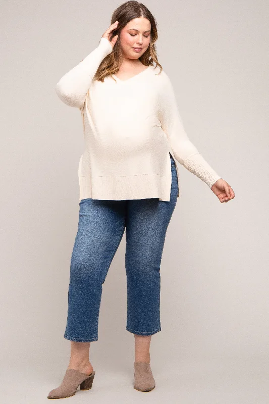 Cream Knit Long Dolman Sleeve Plus Maternity Top Traditional Women's Wool Traditional Women's Wool Cream Knit Long Dolman Sleeve Plus Maternity Top Traditional Women's Wool Traditional Women's Wool