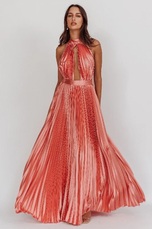 Monarch Pleated Satin Maxi Dress Rose Casual Women's Loose - fitting Casual Women's Loose - fitting Monarch Pleated Satin Maxi Dress Rose Casual Women's Loose - fitting Casual Women's Loose - fitting