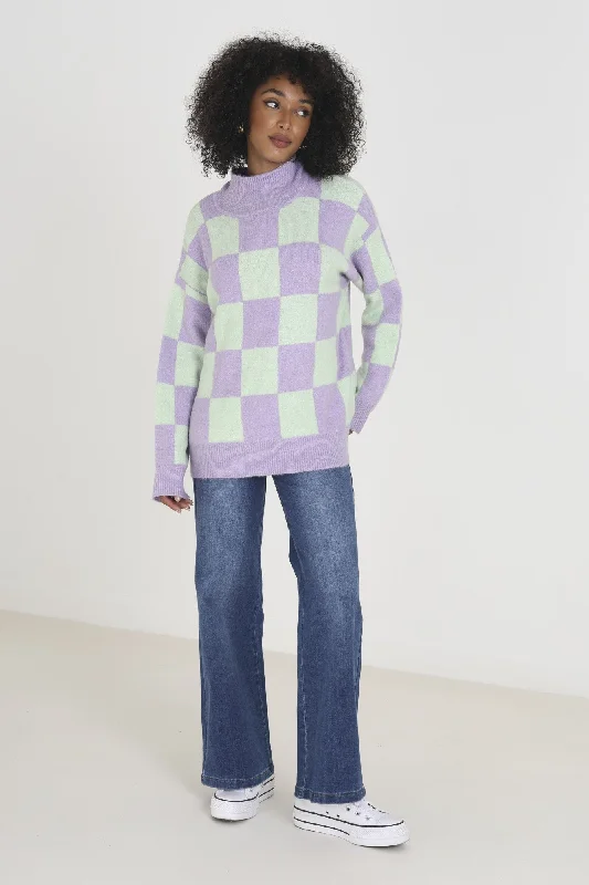 Jersey - Knitwear | Purple/Mint | BZZ015 Stylish Women's Neon Stylish Women's Neon