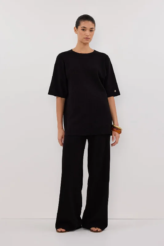 OLIVIA BLACK OVERSIZED KNIT TEE Stylish Women's Neon Stylish Women's Neon