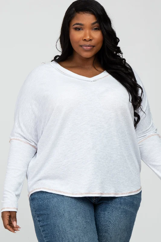 Ivory Contrast Stitch Plus Dolman Sleeve Top Refined Women's Velvet Refined Women's Velvet Ivory Contrast Stitch Plus Dolman Sleeve Top Refined Women's Velvet Refined Women's Velvet