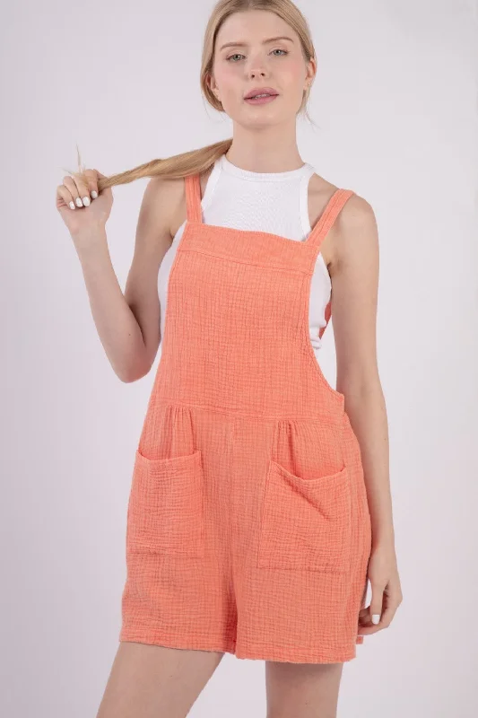 VERY J Sleeveless Double Gauze Overalls with Pockets Casual Women's Loose - fitting Casual Women's Loose - fitting VERY J Sleeveless Double Gauze Overalls with Pockets Casual Women's Loose - fitting Casual Women's Loose - fitting