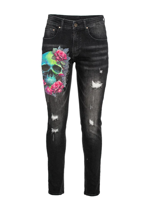 Skull Black Blue Skinny Jean 7570 Dynamic Women's Moto Dynamic Women's Moto