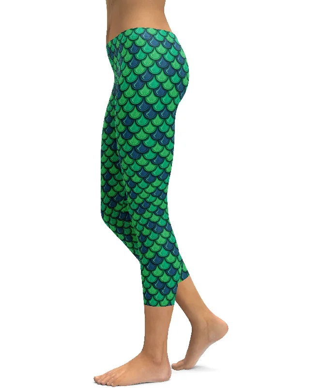 Green Mermaid Capris Casual Women's Loose - fitting Casual Women's Loose - fitting