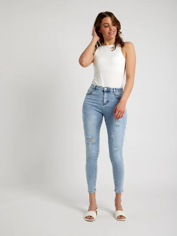 Jean push up destroy bleu Cool Women's Distressed Cool Women's Distressed