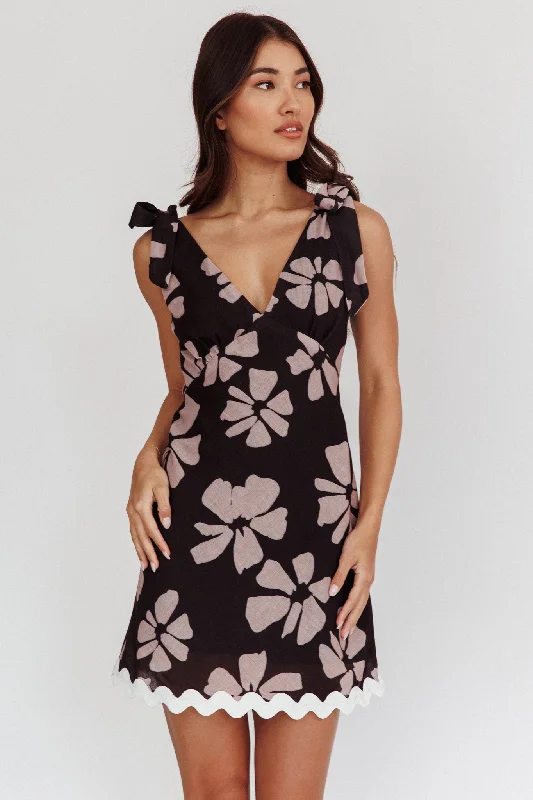 Mykonos Morning Tied Shoulder Mini Dress Floral Black Tough Women's Military - inspired Tough Women's Military - inspired Mykonos Morning Tied Shoulder Mini Dress Floral Black Tough Women's Military - inspired Tough Women's Military - inspired