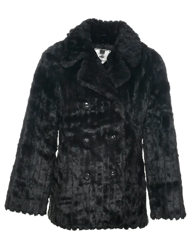 Black Faux Fur Coat - L Laid - back Women's Style Laid - back Women's Style