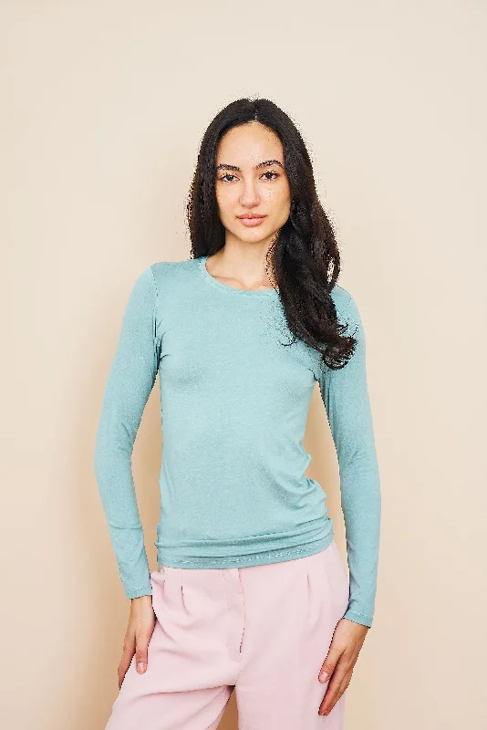 Majestic Soft Touch Long Sleeve Crewneck in Aqua Confident Women's High - fashion Confident Women's High - fashion Majestic Soft Touch Long Sleeve Crewneck in Aqua Confident Women's High - fashion Confident Women's High - fashion