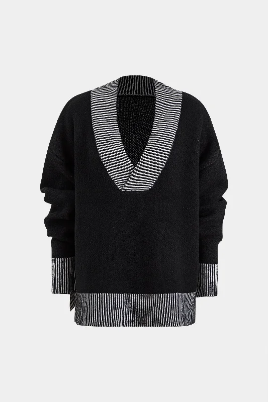 Knit V-Neck Long-Sleeve Top Feminine Women's Soft  Feminine Women's Soft 