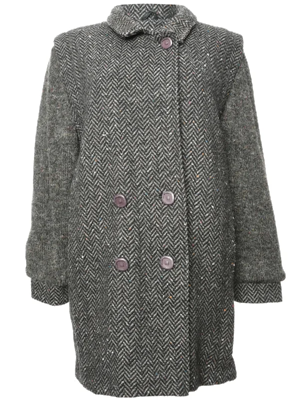 Herringbone Wool Coat - L Classic Women's Tweed Classic Women's Tweed