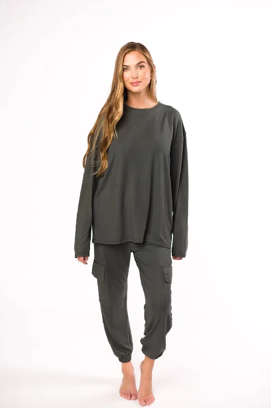Mercy Long Sleeve Top in Urban Grey Sustainable Organic Sustainable Organic