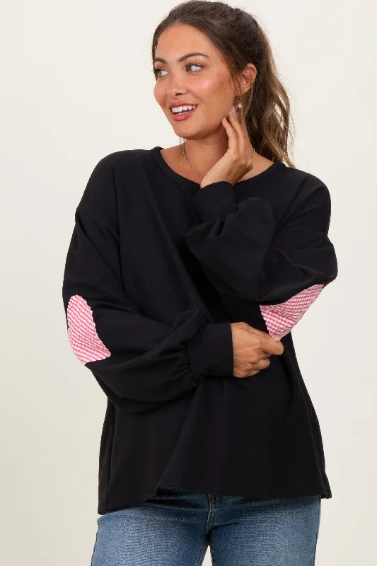 Black Solid Long Sleeve Heart Patch Maternity Top Sharp Women's Italian Sharp Women's Italian Black Solid Long Sleeve Heart Patch Maternity Top Sharp Women's Italian Sharp Women's Italian