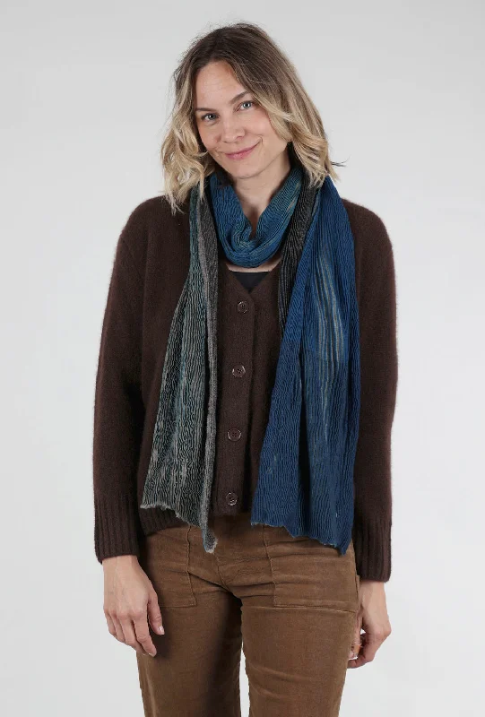 Ridge Crinkle Scarf, Teal/Gray Elegant Women's Formal  Elegant Women's Formal 