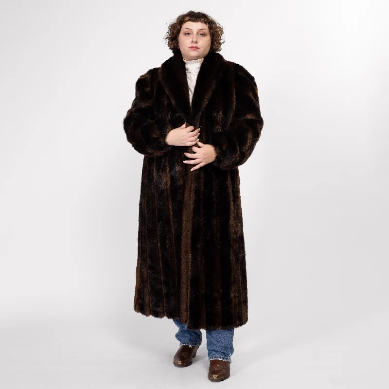 Large 80s Brown & Black Striped Faux Fur Maxi Coat Hip Women's Urban Hip Women's Urban Large 80s Brown & Black Striped Faux Fur Maxi Coat Hip Women's Urban Hip Women's Urban