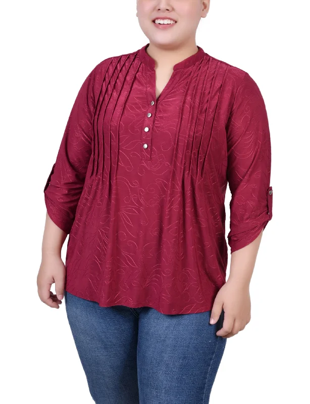 Plus Size 3/4 Roll Tab Pullover Top Traditional Women's Wool Traditional Women's Wool Plus Size 3/4 Roll Tab Pullover Top Traditional Women's Wool Traditional Women's Wool