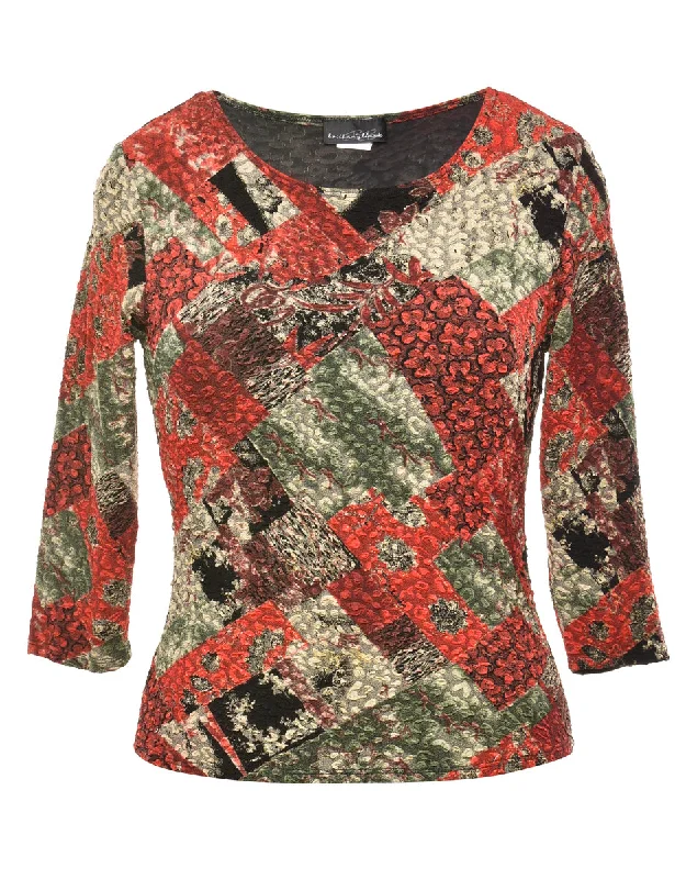 Long Sleeved Printed Top - M Bold Women's Statement Bold Women's Statement