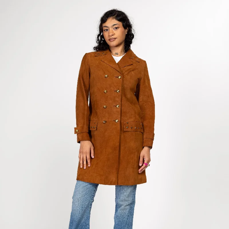 XS 90s Boho Brown Suede Studded Jacket Vintage Women's 1970S  Vintage Women's 1970S 