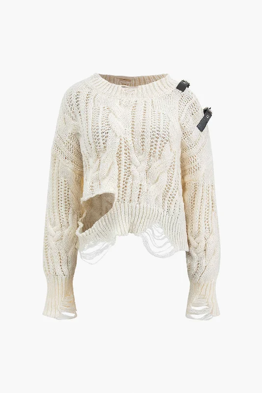 Knitted Cut Out Patchwork Belted Long-Sleeve Top Classic Women's Tweed Classic Women's Tweed Knitted Cut Out Patchwork Belted Long-Sleeve Top Classic Women's Tweed Classic Women's Tweed