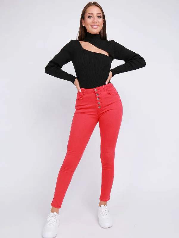 Jean slim rouge 5 poches Bohemian Women's Free Bohemian Women's Free