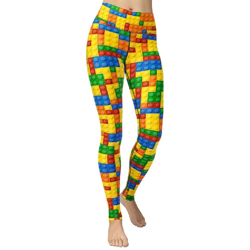 Colorful Blocks Yoga Leggings Monochromatic Office Style Monochromatic Office Style