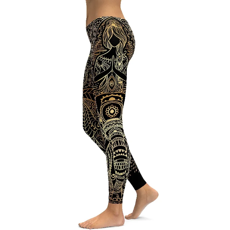 Golden Ornamental Elephant Leggings Stylish Women's Neon Stylish Women's Neon