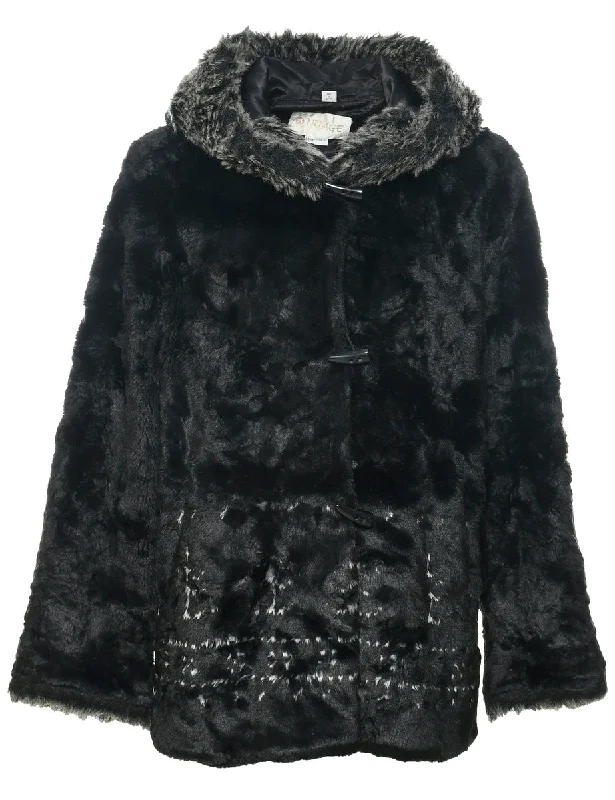 Hooded Faux Fur Coat - M Elegant Women's Formal  Elegant Women's Formal 