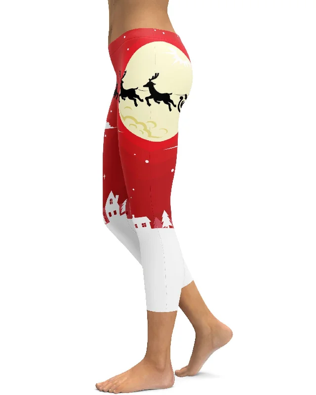 Santa in the Sky Capris Practical Women's Multi -  Practical Women's Multi - 