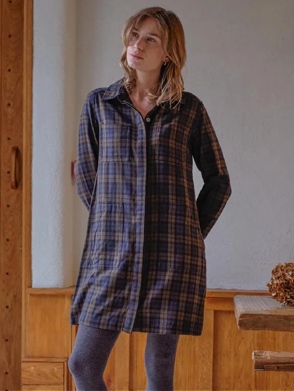 Ocean Cotton Shirt Dress | Check Luxurious Women's High -  end Luxurious Women's High -  end