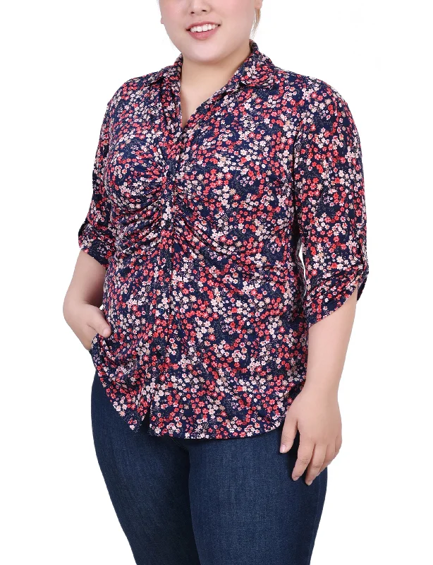 Navy Red Ditsy Floral