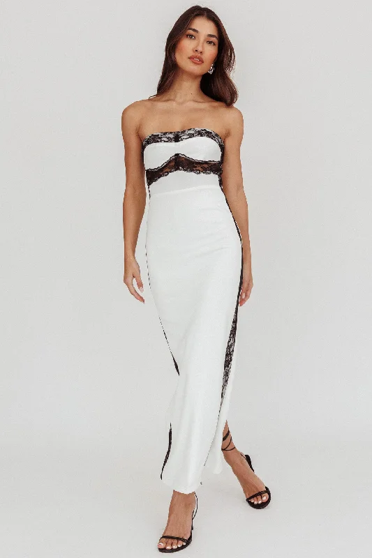 Tenika Strapless Bodycon Maxi Dress White Cozy Women's Winter Cozy Women's Winter
