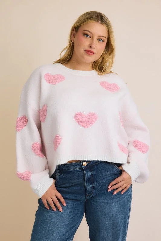 CONNOR ROUND NECK LONG SLEEVE HEART SWEATER Hip Women's Urban Hip Women's Urban