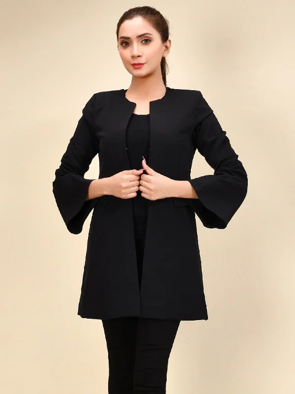Bell Sleeved Coat - Black Earthy Women's Hemp - based Earthy Women's Hemp - based