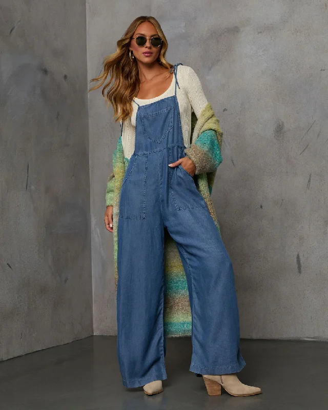 Nolah Relaxed Chambray Overall Jumpsuit Geometric Geometric