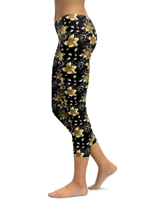 Golden Flowers Capris Vintage Women's 1970S  Vintage Women's 1970S 