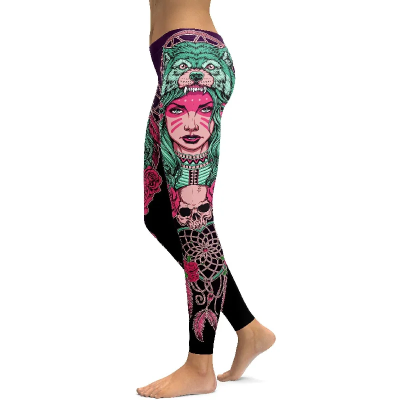 Native American Warrior Leggings Contemporary  Contemporary 
